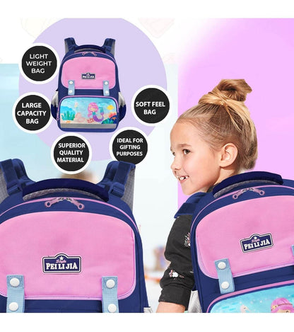 Pink and blue mermaid school bag for girls with large capacity and soft feel by T-Rex the toyland Sitamarhi