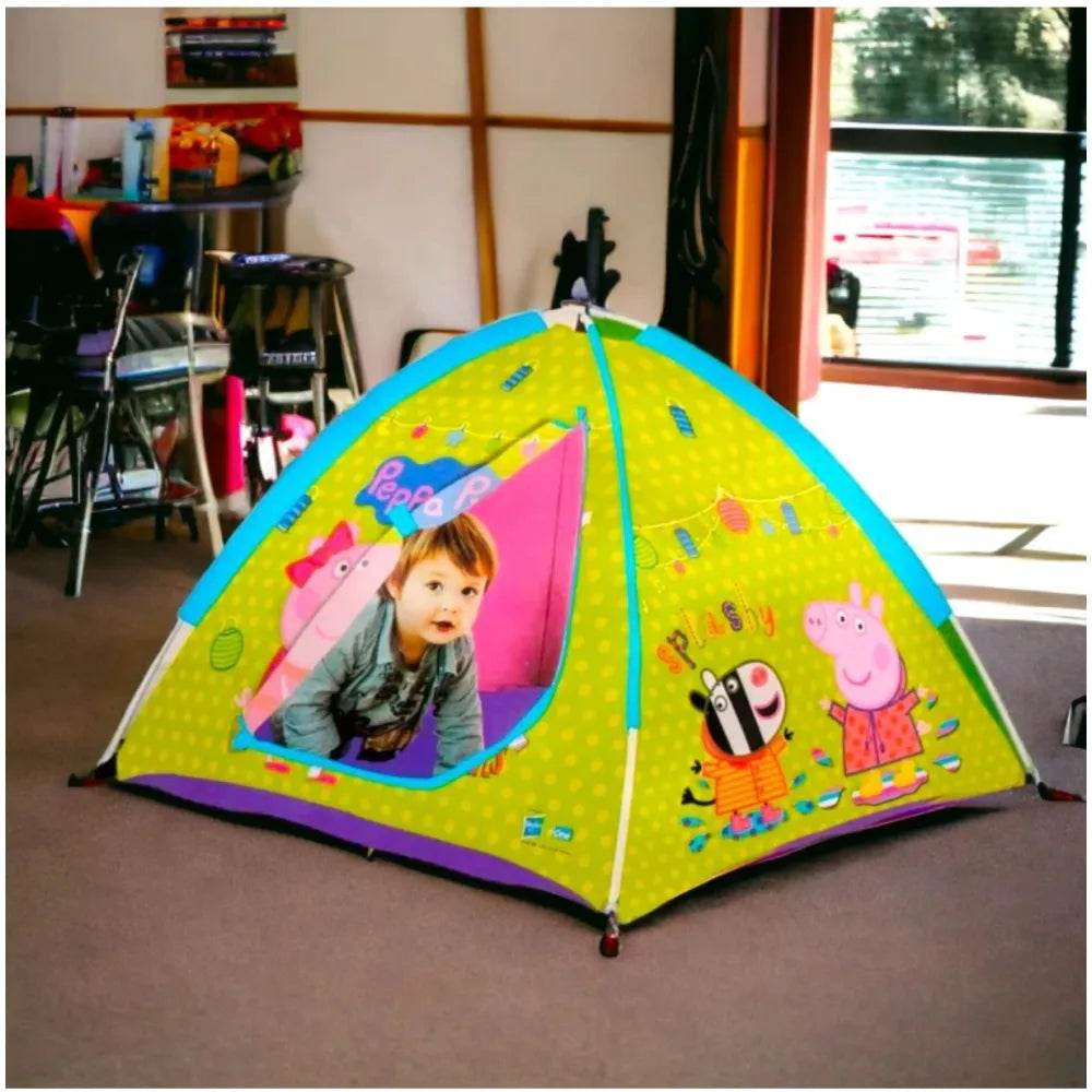 Colorful IToys camping camp tent for kids featuring Peppa Pig characters, ideal for indoor play