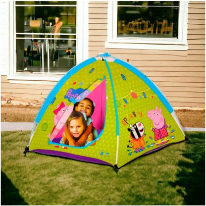 Colorful Peppa Pig camping camp tent for kids with fun designs and easy setup