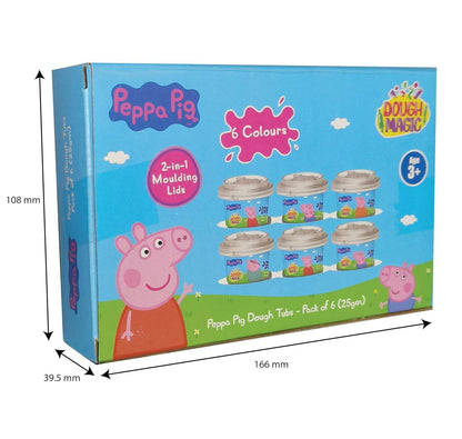 Peppa Pig dough tubs set with 6 colorful tubs and 2-in-1 molding lids for kids age 3 and up
