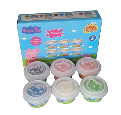Peppa Pig dough tubs set with six colors and 2-in-1 molding lids for children age 3 and up
