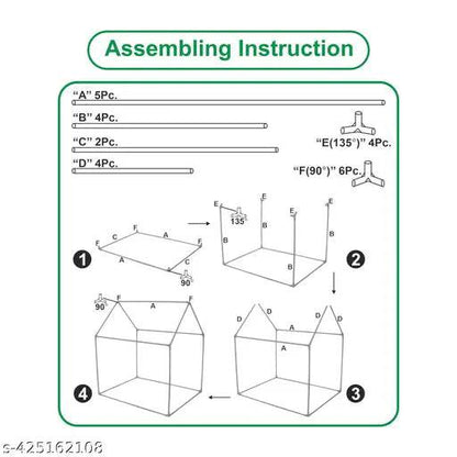 Assembling instruction diagram for Peppa Pig play tent house showing parts and steps