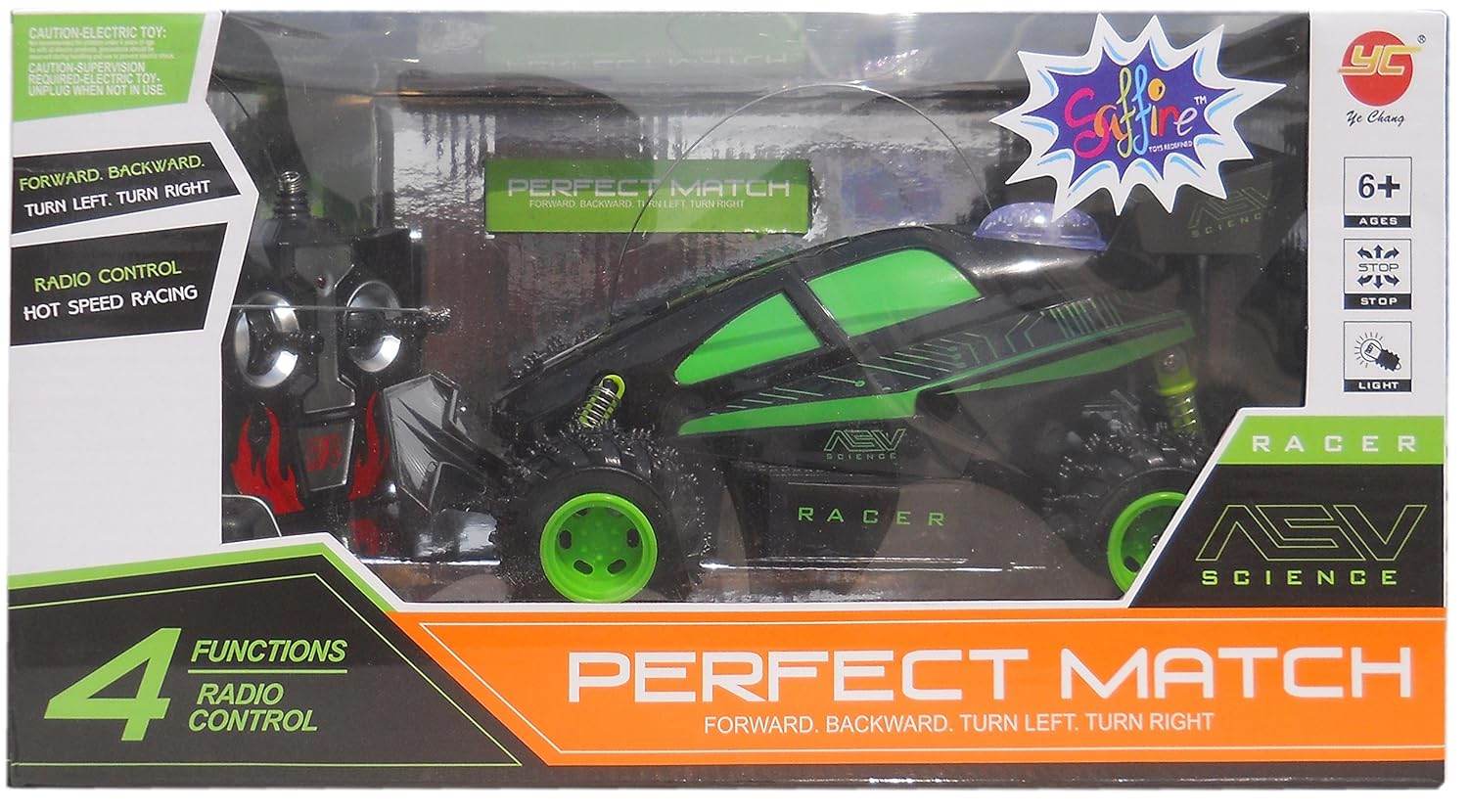 T-Rex the toyland remote control racing car for kids in black and green with four functions
