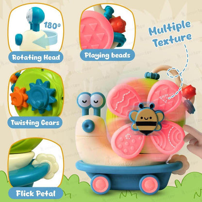 Play Nation Premium 5 in 1 Power Windmill Snail Toy for Babies |Activity Toys for Toddlers |Montessori Sensory Development Toy for Newborns |Convertible Push &Go Toy for Baby Boys/Girls |BIS Certified - T-Rex the toyland Sitamarhi