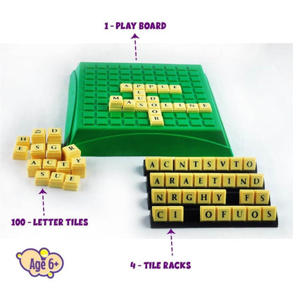 PlayMagic WordzUp|Educational Word Building Game|100 Letters Fun Board Game|Learning Puzzle Toy|Birthday & Return Gifts For Kids 6+|Creative Word Making Kids & Family Game|Upto 4 Players|Made In India - T-Rex the toyland Sitamarhi