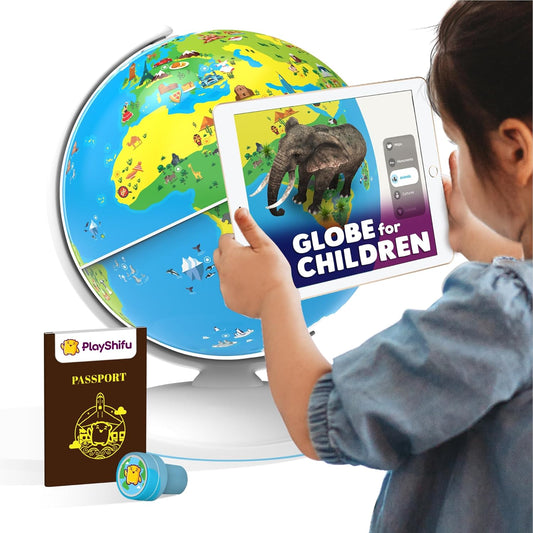 Colorful STEM educational toy globe for children with interactive tablet and passport for ages 4-8
