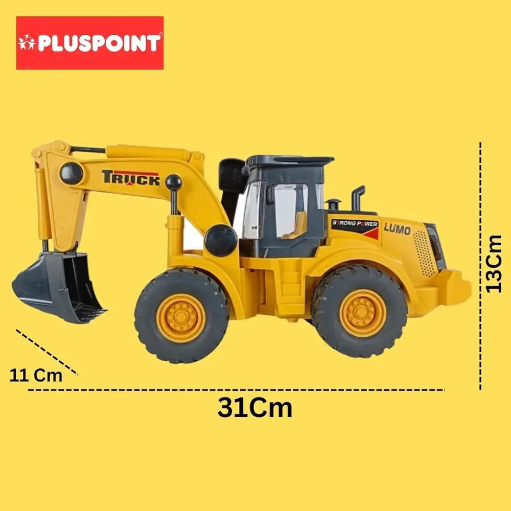 Yellow construction truck for rent with movable arm for kids aged 3-7 years