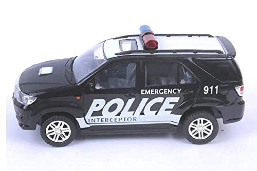 Black police car vehicle toy from Centy with light and sound features for kids ages 3 and up