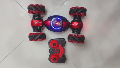 Toyrist Super Double Flip Rc Car Stunt Remote Control Pioneer Car 2.4Ghz Gesture Sensor Watch Control Toy Cars 360 Flips With Lights Music.,Red