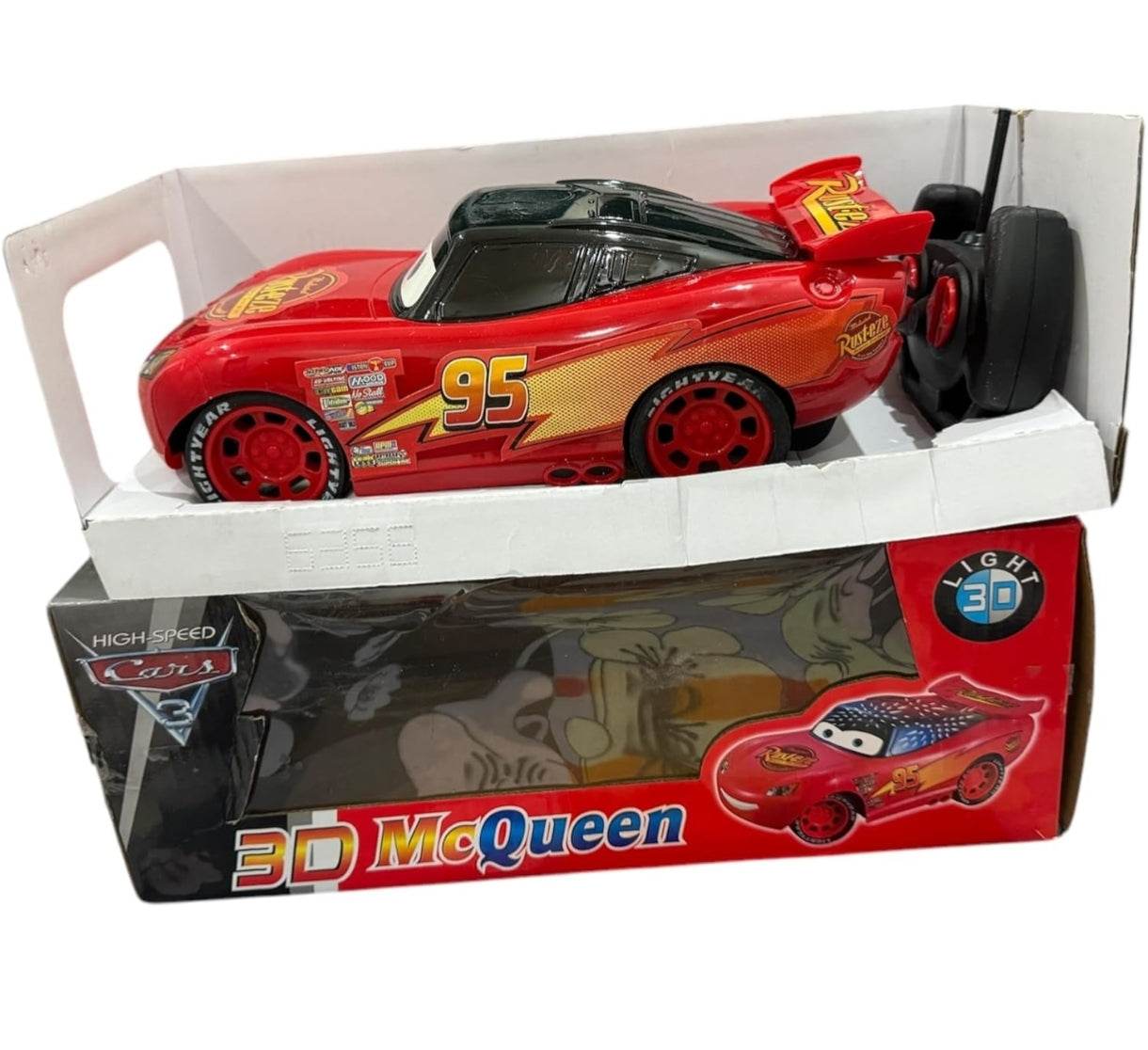 Red 3D McQueen RC Car made of durable plastic with printare 3d technology for fun playtime