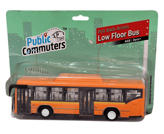 T-Rex the Toyland Sitamarhi low floor city bus toy in orange with pull back action packaging