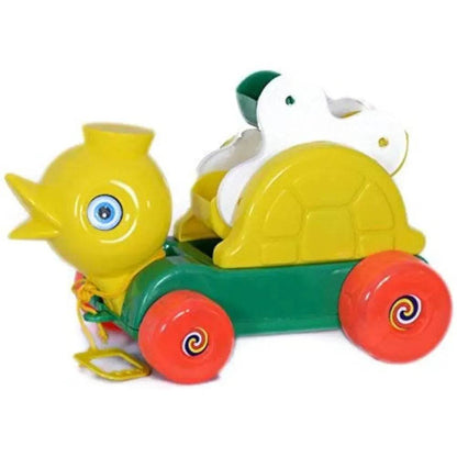 Colorful pull along toys turtle and duck design for toddlers aged 1-3 years