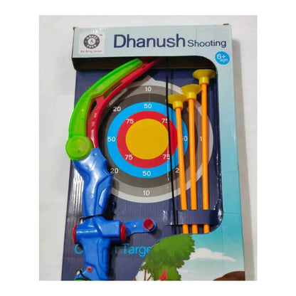 Pull Back Bow & Arrow With Led Lights, Dhanush Toy Set With Cutout Target Board - T-Rex the toyland Sitamarhi