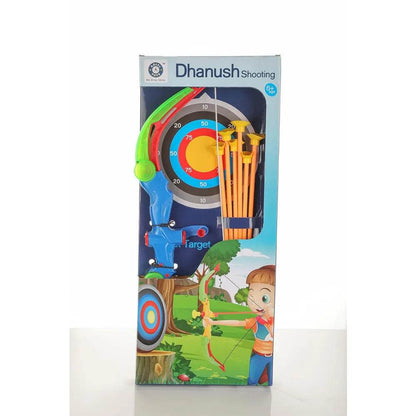 Pull Back Bow & Arrow With Led Lights, Dhanush Toy Set With Cutout Target Board - T-Rex the toyland Sitamarhi