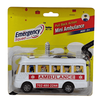 Pull back action mini ambulance toy for kids by T-Rex the toyland with emergency squad design