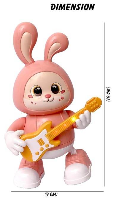 Rabbit Guitarist Toy, Easter Glow Musical Bunny, Electric Rabbit Toys, Sensing Interactive Walking Dancing Toy with Music Sounds & Lights, Easter Gift... - T-Rex the toyland Sitamarhi