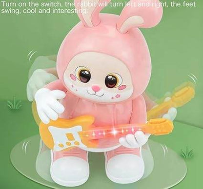 Rabbit Guitarist Toy, Easter Glow Musical Bunny, Electric Rabbit Toys, Sensing Interactive Walking Dancing Toy with Music Sounds & Lights, Easter Gift... - T-Rex the toyland Sitamarhi