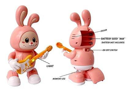 Rabbit Guitarist Toy, Easter Glow Musical Bunny, Electric Rabbit Toys, Sensing Interactive Walking Dancing Toy with Music Sounds & Lights, Easter Gift... - T-Rex the toyland Sitamarhi