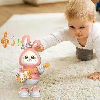 Rabbit Guitarist Toy, Easter Glow Musical Bunny, Electric Rabbit Toys, Sensing Interactive Walking Dancing Toy with Music Sounds & Lights, Easter Gift... - T-Rex the toyland Sitamarhi