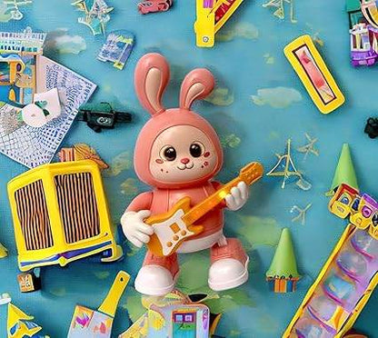 Rabbit Guitarist Toy, Easter Glow Musical Bunny, Electric Rabbit Toys, Sensing Interactive Walking Dancing Toy with Music Sounds & Lights, Easter Gift... - T-Rex the toyland Sitamarhi