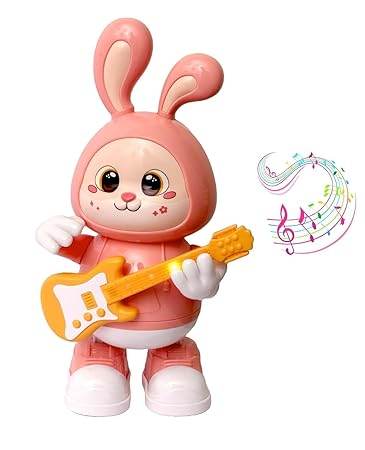 Rabbit Guitarist Toy, Easter Glow Musical Bunny, Electric Rabbit Toys, Sensing Interactive Walking Dancing Toy with Music Sounds & Lights, Easter Gift... - T-Rex the toyland Sitamarhi