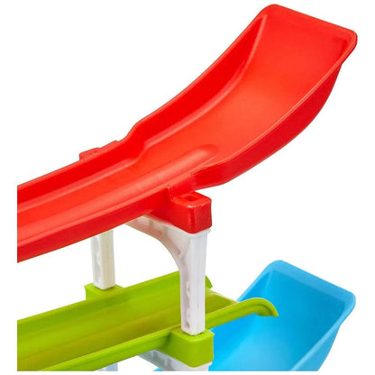 Colorful ramp race track toy for kids with red, green, and blue plastic sections by T-Rex the toyland Sitamarhi