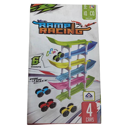 Ramp race track toy for kids with 6 colorful ramps and 4 race cars by T-Rex the toyland Sitamarhi