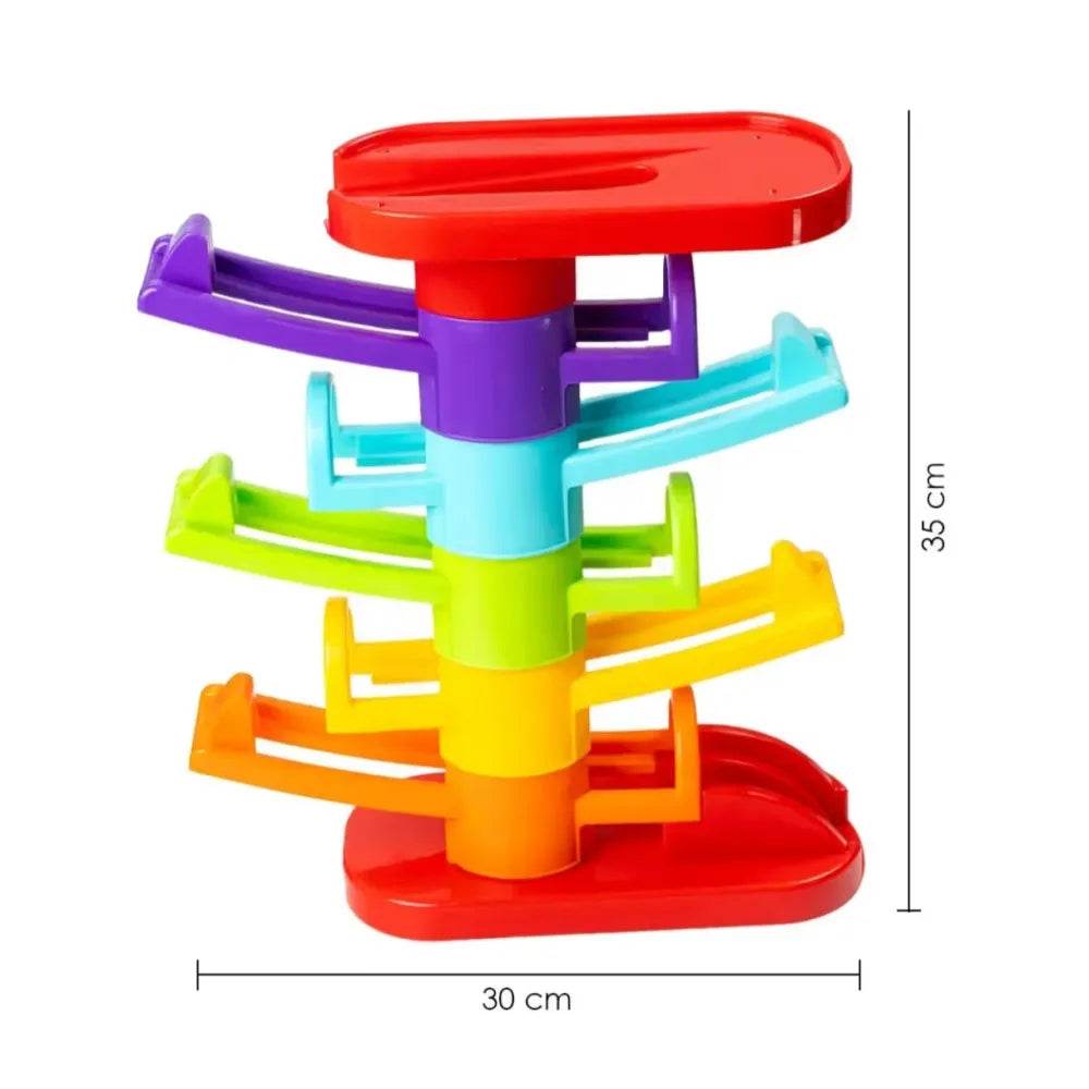 Prem Ratna 3 in 1 car ramp toy for toddlers with colorful multi-level ramps and compact design
