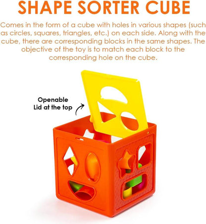 Ratna's 3 in 1 Kinder Gift Set Containing Stack-N-Spin, Rainbow Spinning Tower & Shape Sorter Cube Montessori Toys Preschool Learning for Infants & Toddlers - T-Rex the toyland Sitamarhi