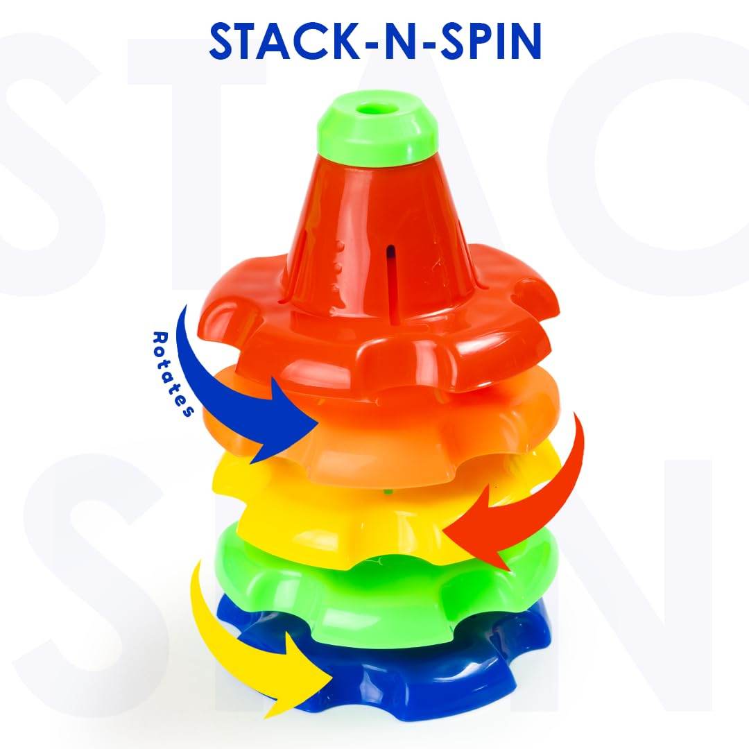 Ratna's 3 in 1 Kinder Gift Set Containing Stack-N-Spin, Rainbow Spinning Tower & Shape Sorter Cube Montessori Toys Preschool Learning for Infants & Toddlers - T-Rex the toyland Sitamarhi