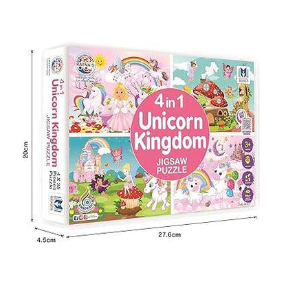 RATNA'S 4 in 1 Unicorn Kingdom Jigsaw Puzzle for Kids|A Perfect Jigsaw Puzzle for Little Hands|4 * 35 Pieces Jigsaw Puzzle - T-Rex the toyland Sitamarhi