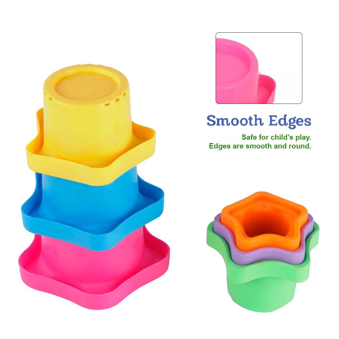 Ratna's 5 in 1 Tiny Tots Gift Set Containing Star Stacker, Penguin Stacking Ring, Stack-N-Spin, Rainbow Spinning Tower & Shape Sorter Cube Toys for Infants & Toddlers - T-Rex the toyland Sitamarhi