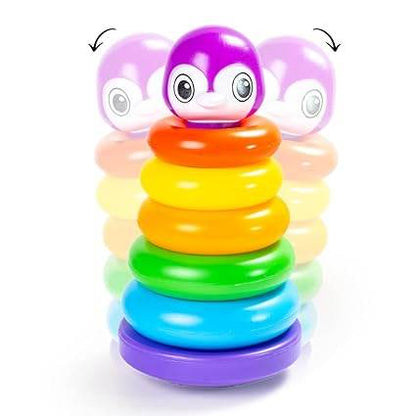 Ratna's 5 in 1 Tiny Tots Gift Set Containing Star Stacker, Penguin Stacking Ring, Stack-N-Spin, Rainbow Spinning Tower & Shape Sorter Cube Toys for Infants & Toddlers - T-Rex the toyland Sitamarhi