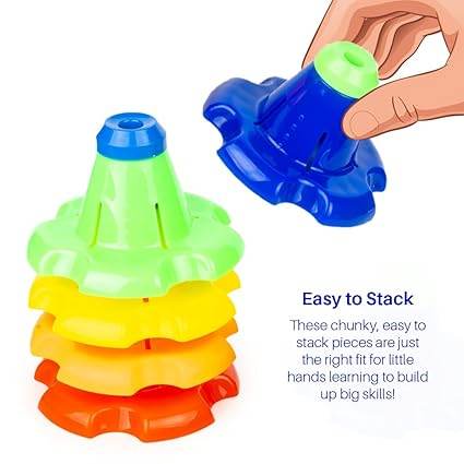 Ratna's 5 in 1 Tiny Tots Gift Set Containing Star Stacker, Penguin Stacking Ring, Stack-N-Spin, Rainbow Spinning Tower & Shape Sorter Cube Toys for Infants & Toddlers - T-Rex the toyland Sitamarhi