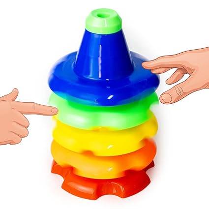 Ratna's 5 in 1 Tiny Tots Gift Set Containing Star Stacker, Penguin Stacking Ring, Stack-N-Spin, Rainbow Spinning Tower & Shape Sorter Cube Toys for Infants & Toddlers - T-Rex the toyland Sitamarhi