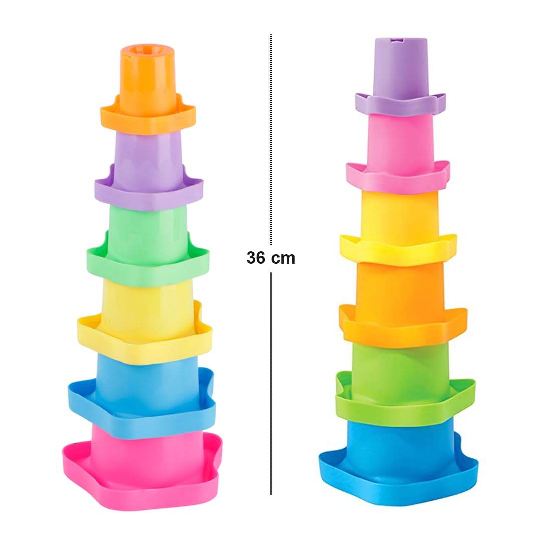 Ratna's 5 in 1 Tiny Tots Gift Set Containing Star Stacker, Penguin Stacking Ring, Stack-N-Spin, Rainbow Spinning Tower & Shape Sorter Cube Toys for Infants & Toddlers - T-Rex the toyland Sitamarhi