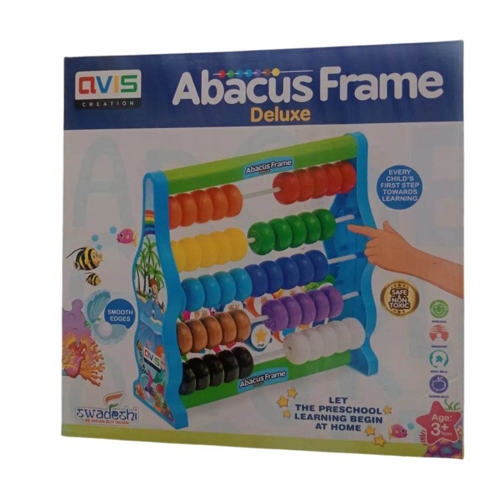 Ratna's Abacus Frame Deluxe Educational Toy Counting Learning Kit | Early Math Skills Preschool Toys with Colourful Beads for Kids & Toddlers 2+ Years (Multicolor) - T-Rex the toyland Sitamarhi