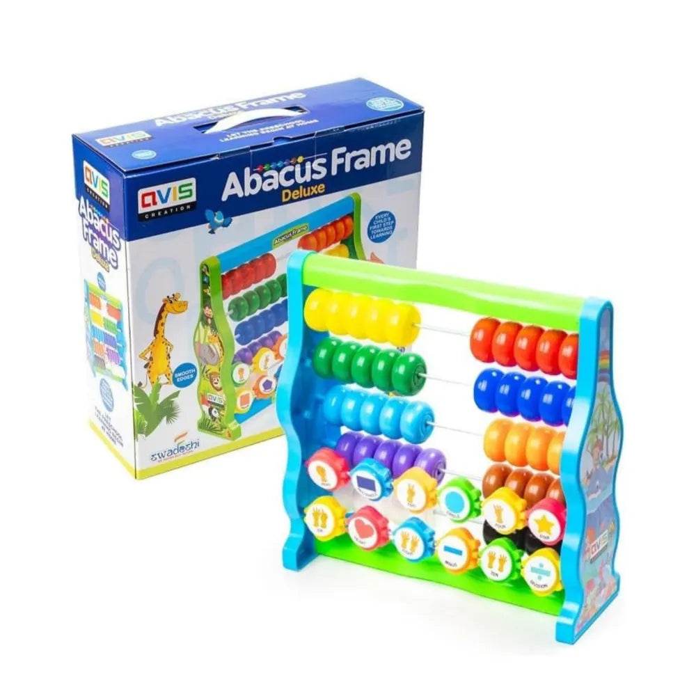 Ratna's Abacus Frame Deluxe Educational Toy Counting Learning Kit | Early Math Skills Preschool Toys with Colourful Beads for Kids & Toddlers 2+ Years (Multicolor) - T-Rex the toyland Sitamarhi