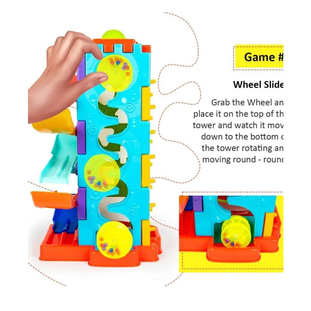 Ratna's Activity Tower 5 in 1 for Kids 1+ Year with Car Race, Shape Sorter, Tumbling Panda, Wheel Slider and Hammering Fun Activities for Toddlers - T-Rex the toyland Sitamarhi