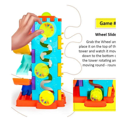 Ratna's Activity Tower 5 in 1 for Kids 1+ Year with Car Race, Shape Sorter, Tumbling Panda, Wheel Slider and Hammering Fun Activities for Toddlers - T-Rex the toyland Sitamarhi