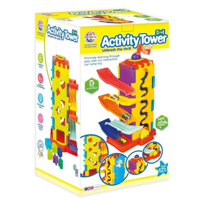 Ratna's Activity Tower 5 in 1 for Kids 1+ Year with Car Race, Shape Sorter, Tumbling Panda, Wheel Slider and Hammering Fun Activities for Toddlers - T-Rex the toyland Sitamarhi