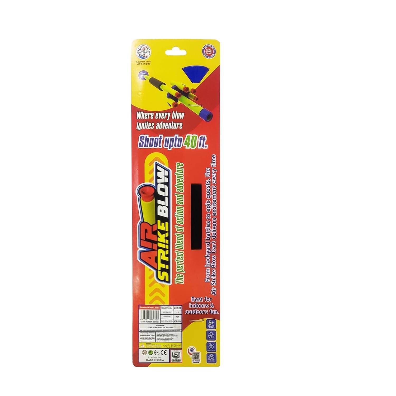 Ratna's Air Strike Blow 10 Soft Foam Bullets Darts Shoots Upto 40 Feet for Indoor & Outdoor Fun Toys for Kids - T-Rex the toyland Sitamarhi