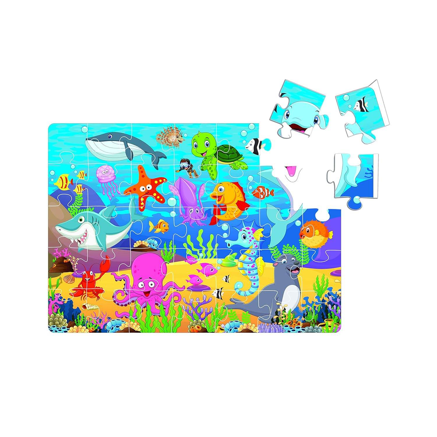 Puzzle animal world jigsaw puzzle set featuring colorful sea creatures under the ocean