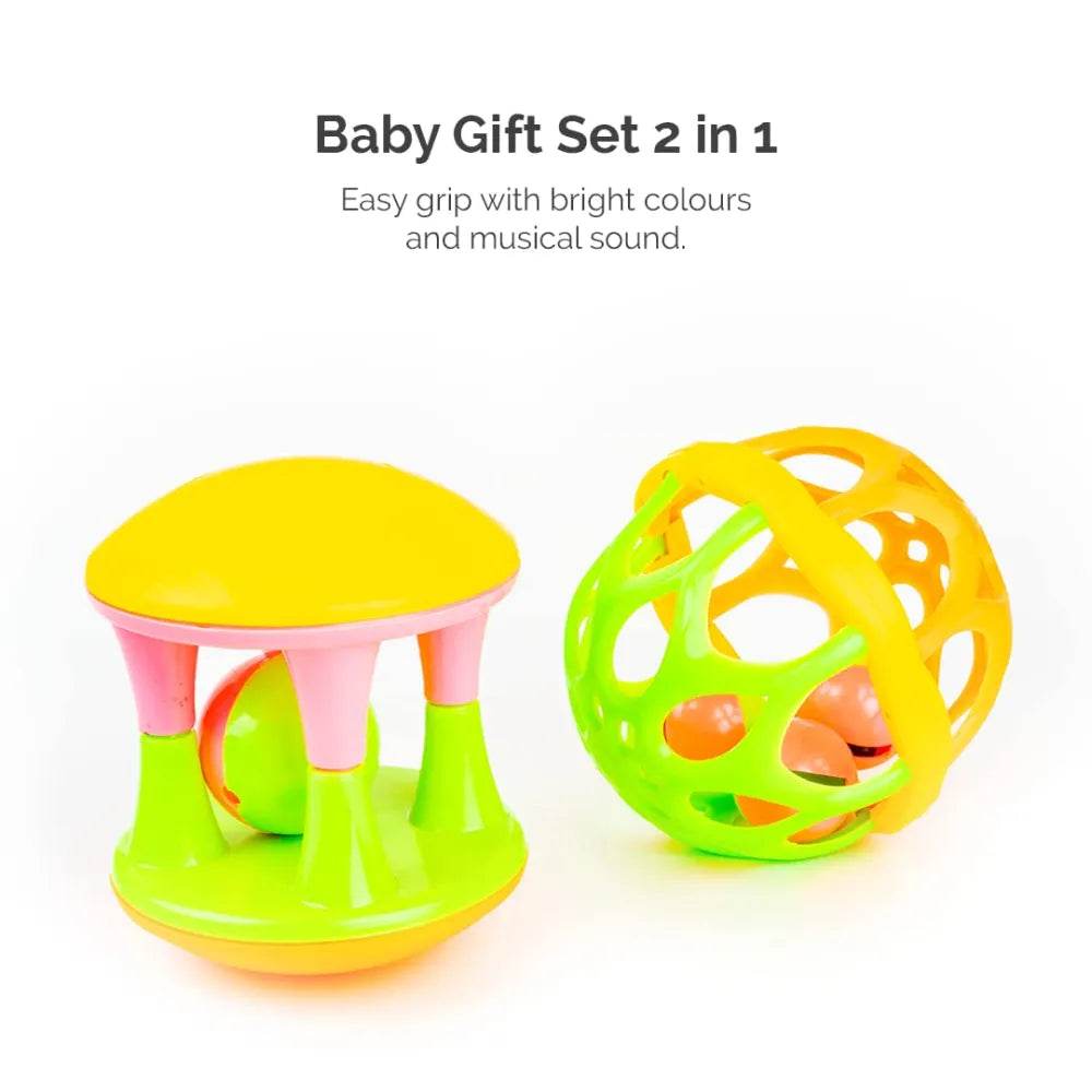 Colorful baby rattle gift set with bright colors and easy grip for infants