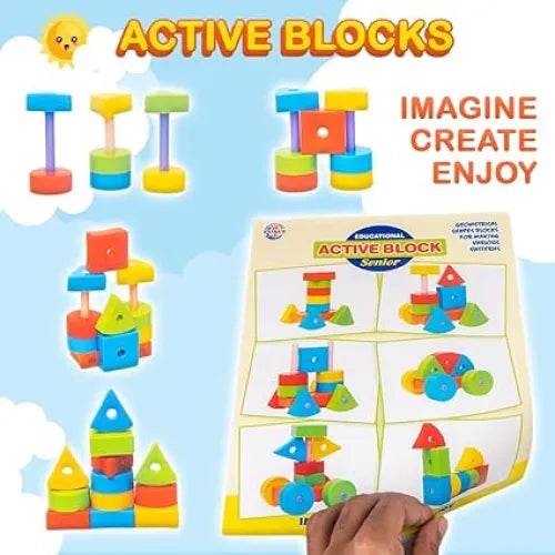 RATNA'S Building Block Toys for Kids.Age(2 to 6) Multicolour (Active Blocks Senior) - T-Rex the toyland Sitamarhi