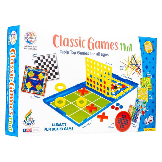 11 in 1 board games set by T-Rex the Toyland featuring classic tabletop games for all ages