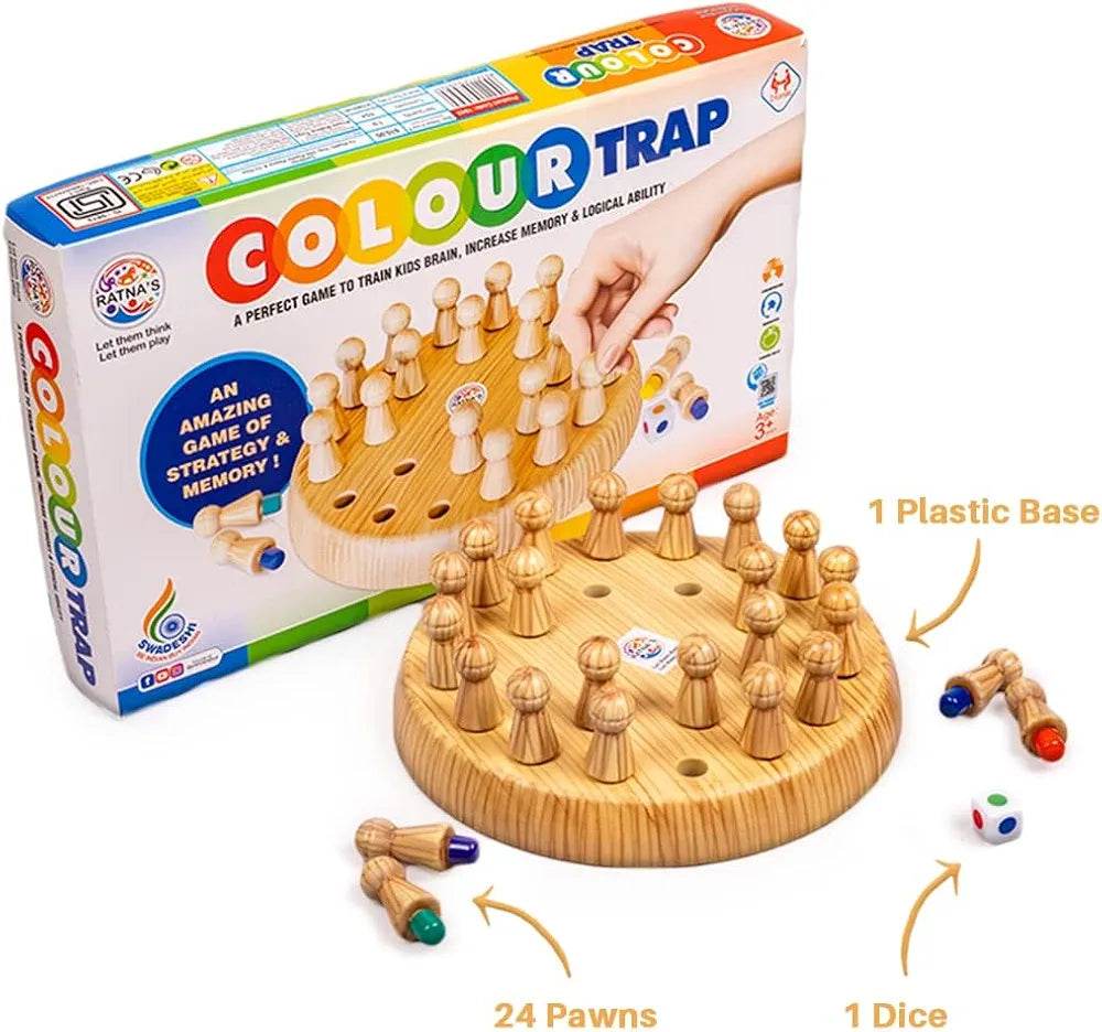 Color matching board game for children with wooden base, 24 pawns, and dice from T-Rex the toyland Sitamarhi