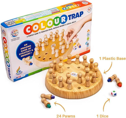 Color matching board game for children with wooden base, 24 pawns, and dice from T-Rex the toyland Sitamarhi