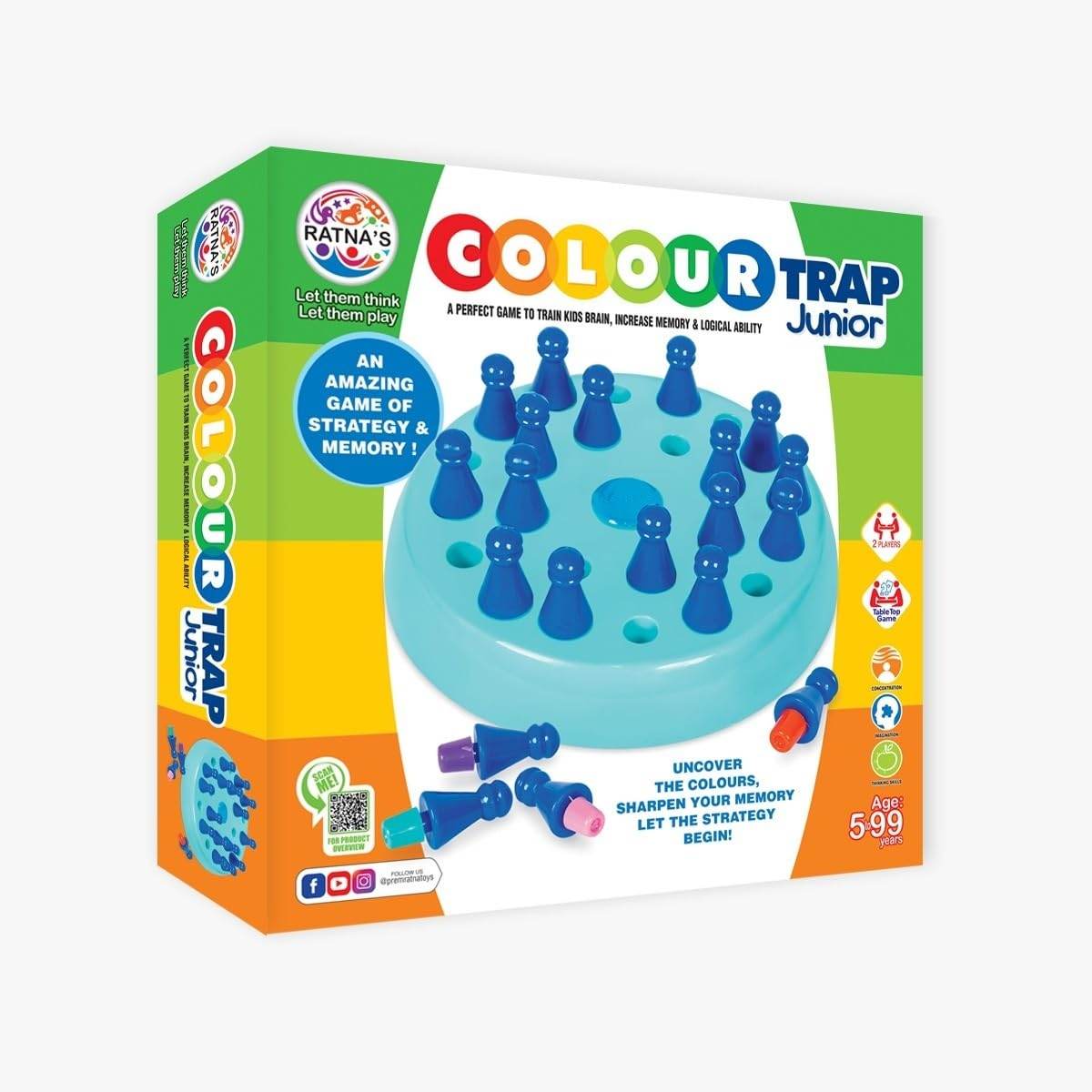 Ratna's Colour Trap Junior, Memory and Strategy Board Game for Kids Ages 5-99 Years - T-Rex the toyland Sitamarhi