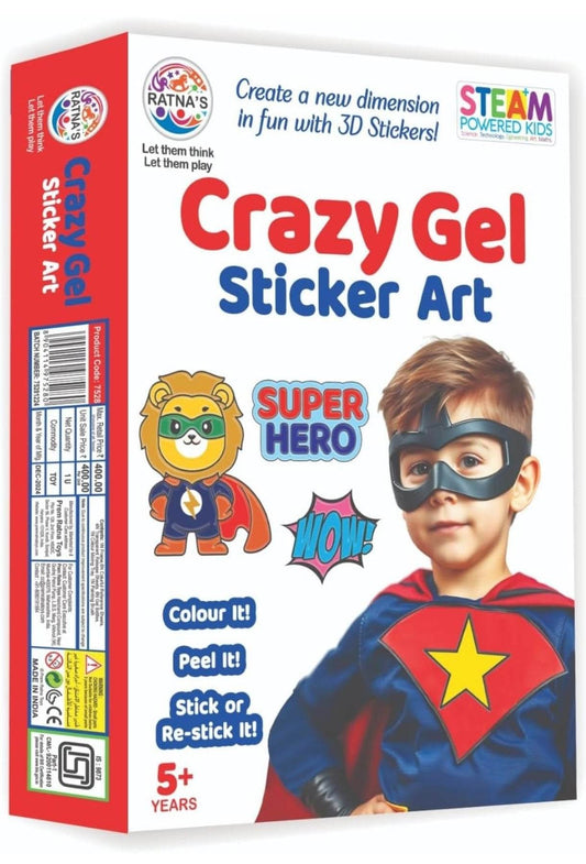 RATNA'S Crazy Gel Sticker Art Super Hero for Creating Vibrant, Reusable 3D Stickers, DIY Kit for Kids 5+ Years - T-Rex the toyland Sitamarhi